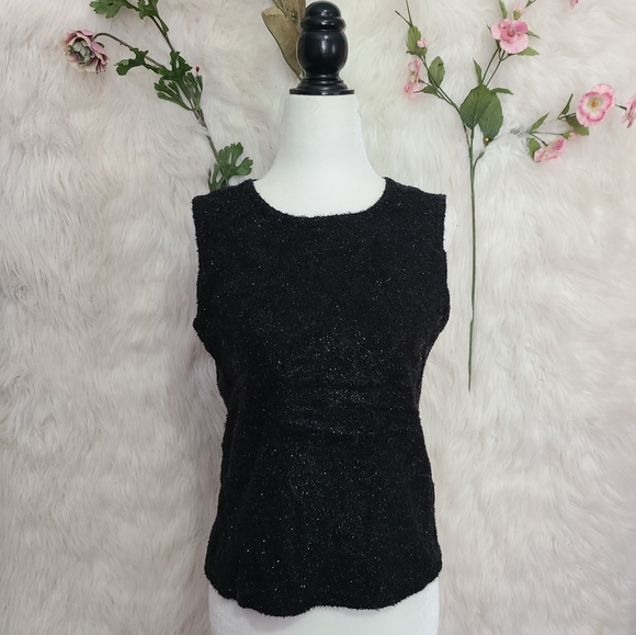 3/$20- Ninety petites sleeveless black sparkly top - Picture 2 of 5